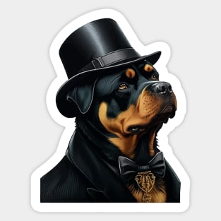 Rottweiler Funny Top Hat Sticker